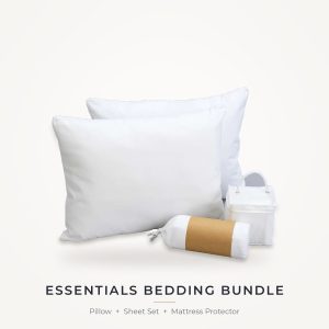 Essentials Bedding Bundle: pillow, microfiber sheet set and mattress protector